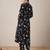 Black printed viscose rayon kurta trouser set
