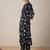Black printed viscose rayon kurta trouser set