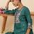 Sea green embroidered silk kurta trouser set