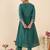 Sea green embroidered silk kurta trouser set