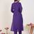 Purple embroidered silk kurta trouser set