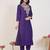 Purple embroidered silk kurta trouser set