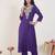 Purple embroidered silk kurta trouser set
