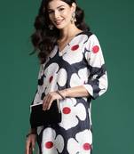 Black printed cotton kurta trouser set