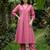 Pink embroidered cotton kurta trouser set