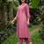 Pink embroidered cotton kurta trouser set