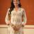 Beige printed cotton kurta trouser set