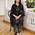 Black embroidered cotton kurta trouser set