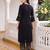 Black embroidered cotton kurta trouser set