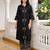 Black embroidered cotton kurta trouser set