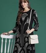Black printed viscose rayon kurta trouser set
