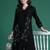 Black embroidered viscose rayon kurta trouser set