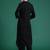 Black embroidered viscose rayon kurta trouser set