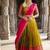 South Indian Style Semi-Stitched Half Saree with Blouse and Dupatta