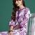 Purple printed cotton kurta trouser set