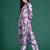 Purple printed cotton kurta trouser set