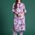Purple printed cotton kurta trouser set