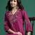 Burgundy printed viscose rayon kurta trouser set