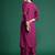 Burgundy printed viscose rayon kurta trouser set