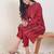 Red printed chanderi silk kurta trouser set