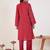 Red printed chanderi silk kurta trouser set