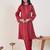 Red printed chanderi silk kurta trouser set