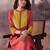 Orange embroidered silk kurta trouser set