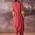 Orange embroidered silk kurta trouser set
