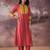 Orange embroidered silk kurta trouser set