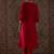 Red embroidered silk kurta trouser set
