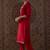 Red embroidered silk kurta trouser set