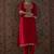 Red embroidered silk kurta trouser set