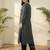 Grey embroidered viscose rayon kurta trouser set