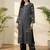 Grey embroidered viscose rayon kurta trouser set