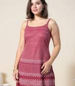 Maroon printed cotton kurta trouser set