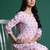 Pink printed cotton kurta trouser set