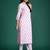 Pink printed cotton kurta trouser set