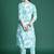 Blue printed cotton kurta trouser set