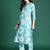 Blue printed cotton kurta trouser set