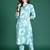 Blue printed cotton kurta trouser set