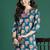 Blue printed cotton kurta trouser set