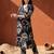Black printed cotton kurta trouser set