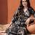 Black printed cotton kurta trouser set