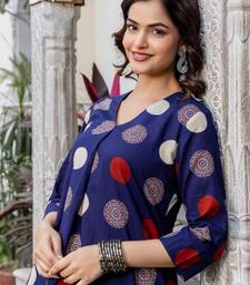 Blue printed cotton kurta trouser set