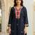 Black printed viscose rayon kurta trouser set