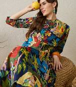 Multicolor printed cotton kurta trouser set