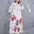 Off white printed cotton kurta trouser set