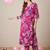 Pink printed cotton kurta trouser set