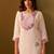 Off white embroidered silk kurta trouser set