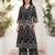 Black printed cotton kurta trouser set